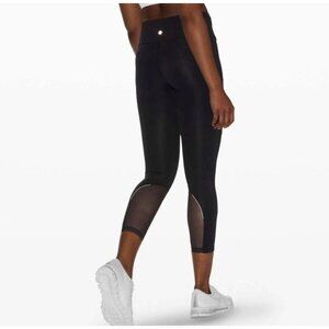Lululemon Fast Free Crop 23” Mesh Legging Black Incognito Camo Womens 10 NWT!